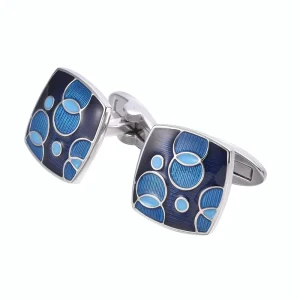 Blue Bubble Pattern Elegant Cufflinks Custom Mens Suit Shirt Fashion Accessory Wedding Tuxedo Trendy Jewelry Gift