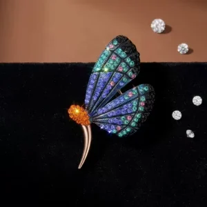Blue Butterfly Brooch Fashion Zinc Alloy 3D Shape Pin Exquisite High end Jewelry for Women