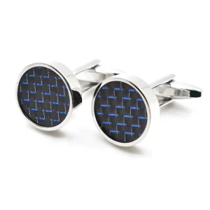 Blue Carbon Fiber Elegant Cufflinks Custom Men’s Suit Shirt Fashion Accessory Wedding Tuxedo Trendy Jewelry Gift Set