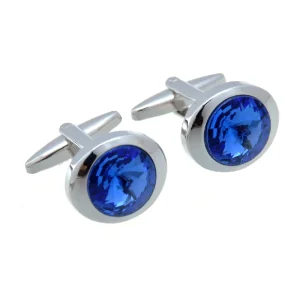 Blue Crystal Diamond Elegant Cufflinks Custom Mens Suit Shirt Fashion Accessory Wedding Tuxedo Trendy Jewelry Gift