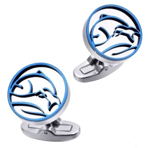 Blue Dolphin Stainless Steel Premium Cufflinks Custom Mens Suit Shirt Fashion Accessory Wedding Tuxedo Trendy Jewelry