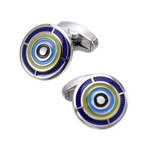 Blue Enamel Elegant Cufflinks Custom Mens Suit Shirt Fashion Accessory Wedding Tuxedo Trendy Jewelry Premium Gift Set