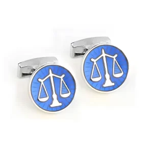 Blue Enamel Lawyer Balance Scale Cufflinks Custom