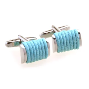 Blue Fabric Rope Elegant Cufflinks Custom Mens Formal Suit Shirt Fashion Accessory Wedding Tuxedo Trendy Jewelry Gift