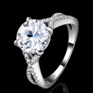 Blue Gemstone Rings S925 Sterling Silver 9.0mm 3carat Moissanite Women Wedding Ring Silver Jewelry Ring