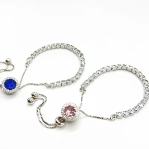 Blue Pink Ocean Heart Beaded Bracelet Adjustable Charm Strand Fashion Jewelry