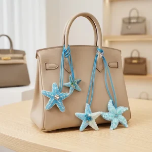 Blue Starfish Women Handbag Charm Pendant Clothing Accessories Fashion Bag Decoration Charm Handmade Tassel Lanyard Pendant