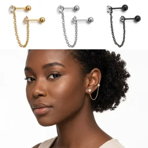 Body Chain Earring Helix Piercing Tragus Cartilage Upper Ear Stud Ring Fashion Chain Fashion Body Jewelry for Women Men