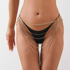 Body Chain Multi Layers Waist Chain with Tassels Butterfly Design Simple Belly Waist for Women