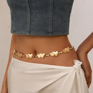 Body Chain Retro Alloy Heart Shaped Waist Chain Hanging Chain Love Belt for Women
