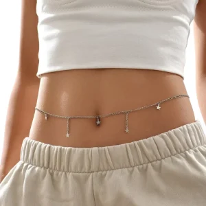 Body Chain with Stars Charms Sexy Body Jewelry Women Waist Chain Stainless Steel Body Chain