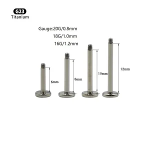 Body Jewelry C2057 Titanium Alloy Lip Ring External Thread Stud Rod for Engagement & Wedding DIY Accessories