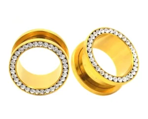 Body Jewelry CZ Flesh Ear Tunnel Plug Screw Ear Piercing Stainless Steel Expand Piercing