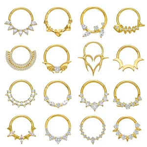 Body Jewelry Click Zircon Titanium Gold Plated Nose Ring for Weddings and Engagements