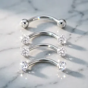 Body Jewelry Eyebrow Rings Stainless Steel Belly Snug Cubic Zirconia Arrow Curved Barbell Unisex Silver Wedding Gift 16g