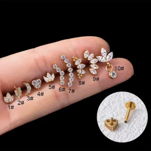 Body Jewelry F136 Crown Moon Cartilage Earrings Piercing Jewelry G23 Titanium