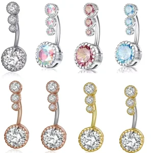 Body Jewelry Stainless Steel CZ Zircon Belly Button Ring