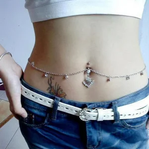 Body Jewelry Stainless Steel Zircon Navel Ring for Unisex Occasions