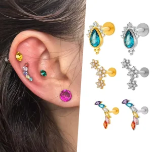 Body Jewelry Titanium G23 Spiral Cartilage Studs Resistant to Color Fading Ear Piercing Earrings