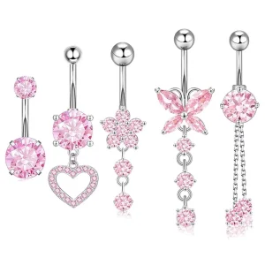 Body Piercing Jewelry Elegant Flower Belly Button Rings Stainless Steel Jewelry Brand