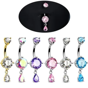 Body Piercing Multi color Fashionable Sexy Navel Rings Stainless Steel Zircon Navel Unisex Piercing Jewelry