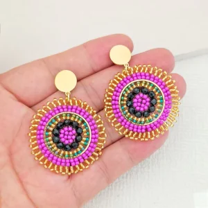 Bohemia Beaded Earrings Crystal Glass Beads Handmade Long Round Dangle Earrings Bulk Supply Factory Price New Design