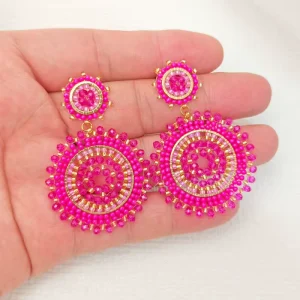 Bohemia Beaded Earrings Crystal Glass Beads Handmade Long Round Dangle Earrings Bulk Supply Factory Price New Design