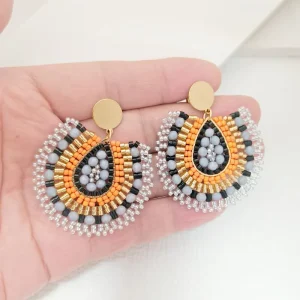 Bohemia Beaded Water Drop Dangle Earrings for Women Summer Holiday Beach Jewelry Handmade Colorful Seed Beads Teardrop Earrings