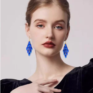 Bohemia Ethnic Style Girls Fashion Jewelry Earrings Crystal Pendant with Gold Plating Rhinestone Crystal Earrings