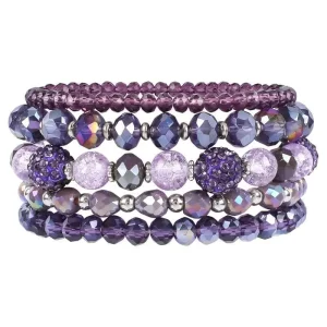 Bohemia Jewelry 5 Pcs/set Purple Crystal Beaded Bracelet Woman Charms Stackable Bracelet Sets Jewelry Party Gifts