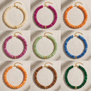 Bohemia Resin Acrylic Beaded Necklace Minimalistic Colorful Acrylic Bead Statement Necklace for Gift