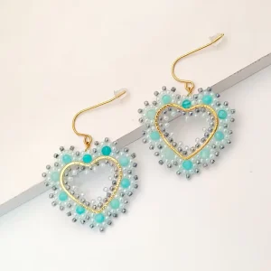 Bohemia Statement Love Dangle Earrings Handmade Colorful Crystals Drop Earrings Gifts Jewelry Heart Seed Beads Earrings Women