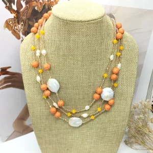 Bohemia Style Handmade Beaded Necklace Multi Color Natural Pearl Stone Necklace Fashion Jewelry for Women with Price