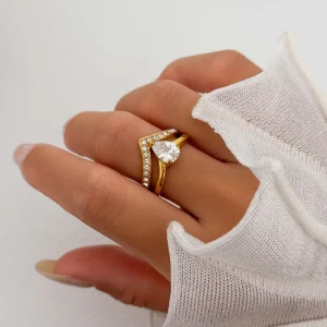Bohemian Accessories 18k PVD Gold Plated Stainless Steel Tarnish Free Fashion Jewelry Neo Gothic Love Zircon Ring Winter