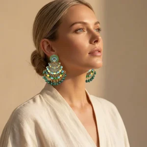 Bohemian Alloy Statement Earrings Featuring Peacock Fan Design for Stage Performances and Beach Parties
