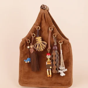 Bohemian Beaded Bag Charm with Wood Accent for Suede Hobo Bag Backpack and Luggage Accessories