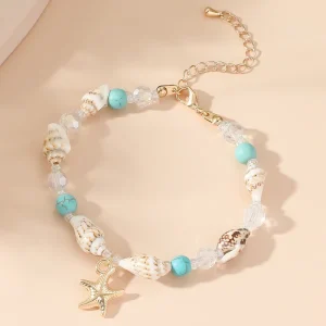 Bohemian Beads Fashion Jewelry Bracelet Summer Beach Conch Starfish Shell Anklet Bracelet for Women Girls