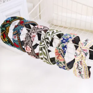 Bohemian Ethnic Style Embroidery Flower Knotted Headband Fashion Temperament Simple Hair Accessories