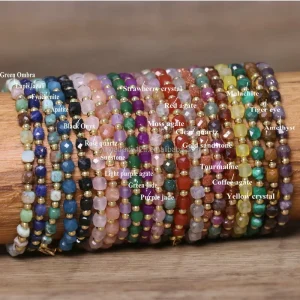 Bohemian Faceted Square Stone Bracelet for Women Fine Jewelry Dainty Handmade Healing Crystal Beaded Bracelet Gift Wedding