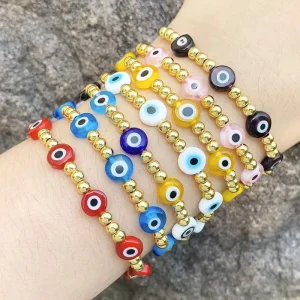 Bohemian Fashion Jewelry Bracelets Beaded Gold Plated Zircon Accessories Women Evil Bracelet