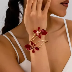 Bohemian Floral Enamel Style Women’s Fashion Cuff for Bracelet Open Armlet for Party Prom Vacation