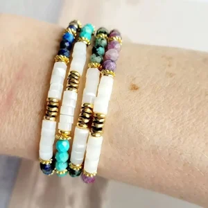 Bohemian Gemstone Beads Bracelet Jewelry Natural Stone Mother of Pearl Exquisite Bracelet Fashion Gift Mother’s Day