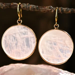 Bohemian Handcrafted Drop Earrings Round Rose Quartz Earrings Fashion Ear Accessories for Ladies Holiday Party