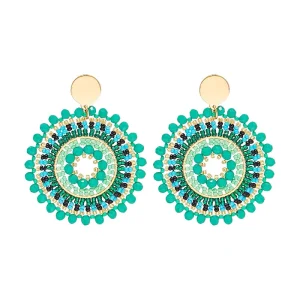 Bohemian Handmade Crystal Bead Earrings Summer Beach Boho Statement Dangle Earrings Jewelry Seed Beads Earrings for Women