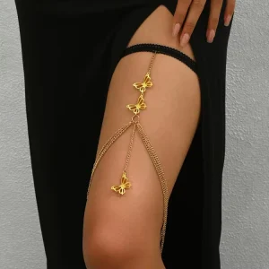 Bohemian Holiday Engagement Anniversary Luxury Gold Plated Thigh Chain Women Fashion Accessories