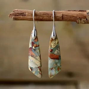 Bohemian Imperial Stone Geometric Pendant Earrings Popular in Europe and America Natural Stone Jewelry Accessories