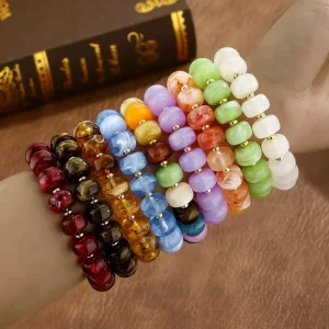 Bohemian Jewelry Colorful Acrylic Beads Handmade Elastic Fashion Beaded Bracelet for Women