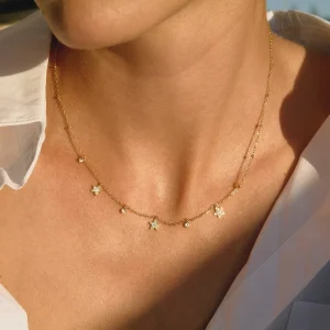 Bohemian Luxury Trendy Pendant Tassel Choker Necklace 18K Gold Plated Drop Chain with Zircon Charms Summer Party Gift Jewelry