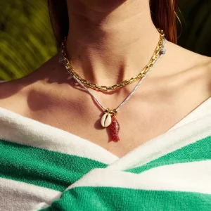 Bohemian Shell Choker Necklace Little Fish Pendant Rope Chain Light Luxury Jewelry for Women Beach Vacation Wear