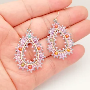 Bohemian Stainless Steel Gold Plated Waterdrop-shaped Drop Earrings Handmade Natural Quartz Crystal Beads Women’s